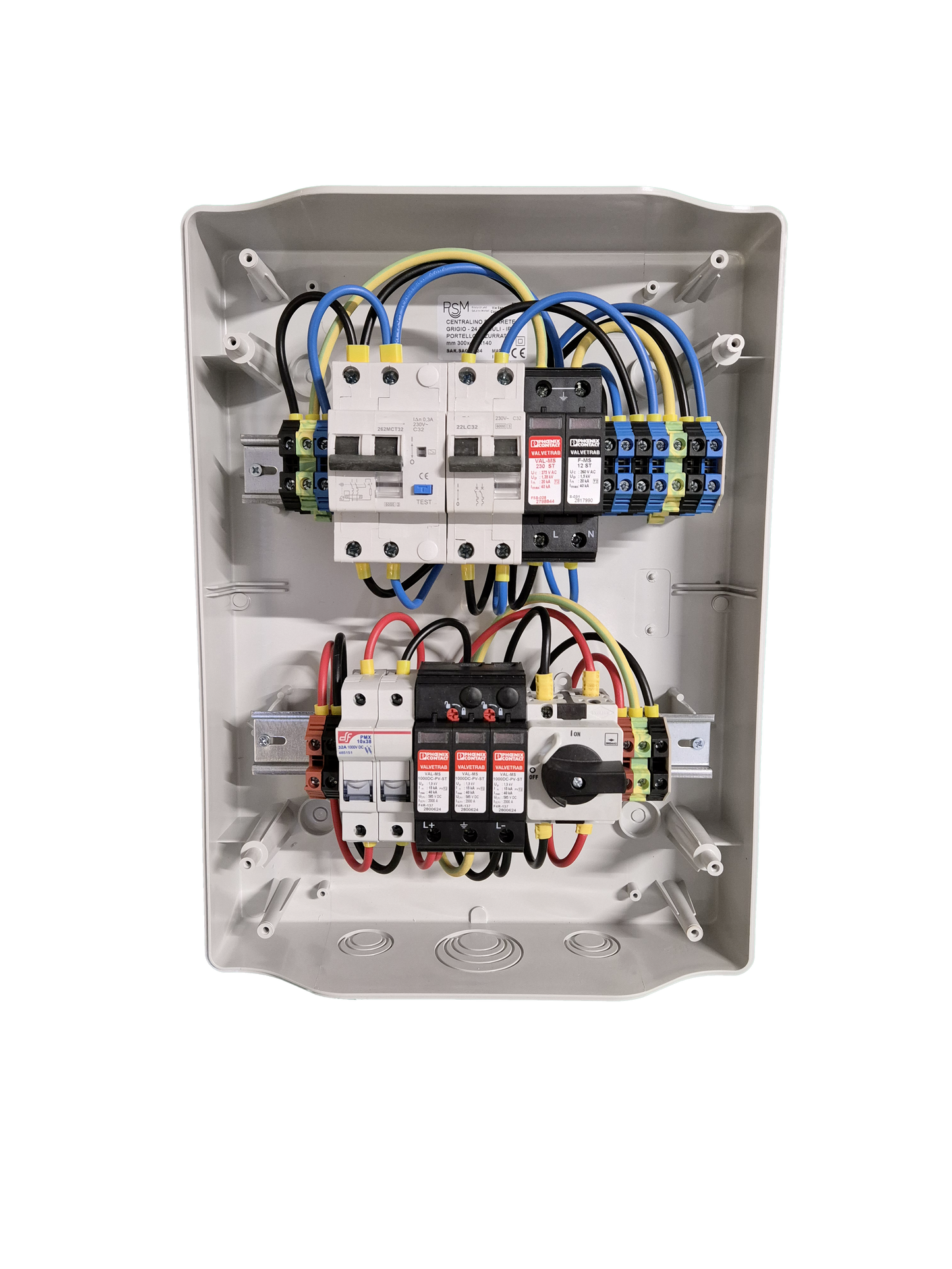 Quadro AC-DC 24 moduli  con lato VDC corrente continua una stringa e VAC corrente alternata, predisposto per contatore di produzione GSE